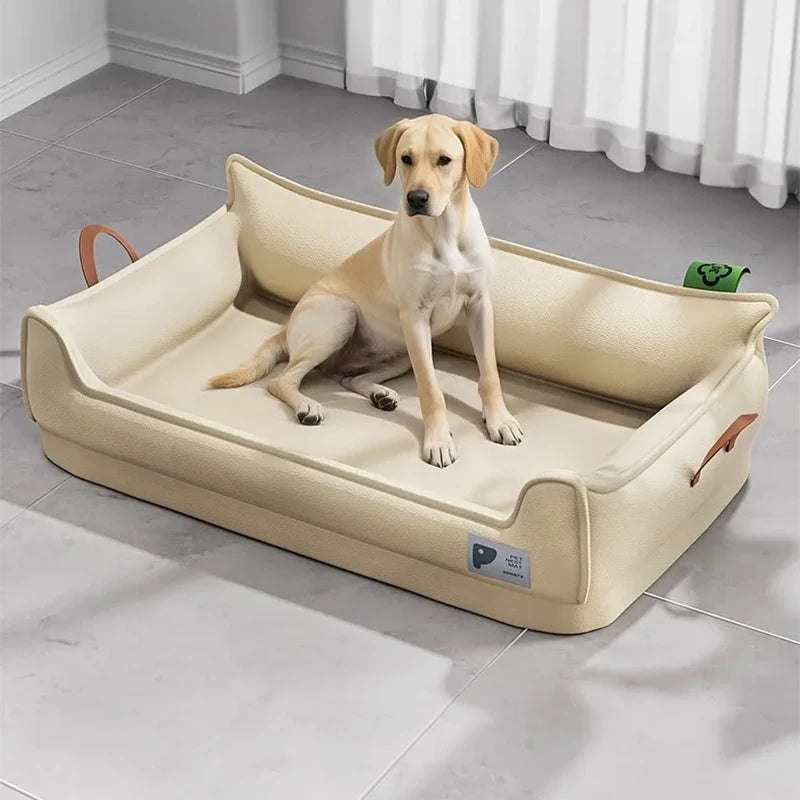 Easy-Clean Faux Leather Orthopedic Dog Bed