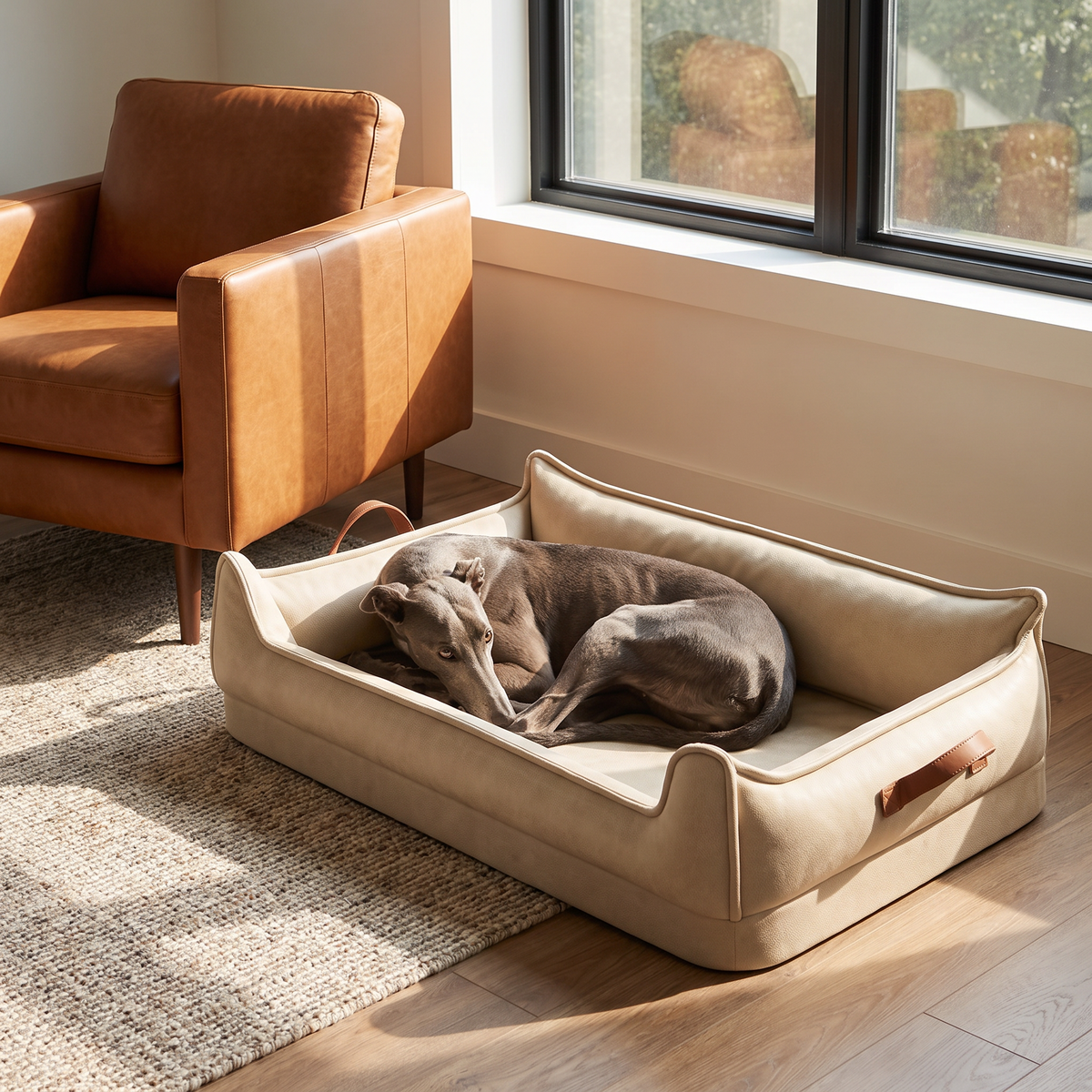 Easy-Clean Faux Leather Orthopedic Dog Bed