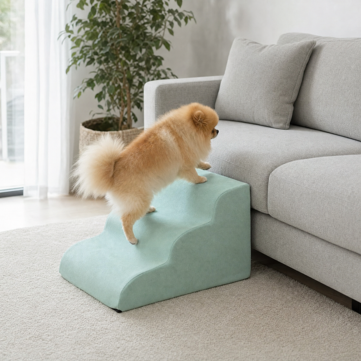 Cushioned Memory Foam Dog Steps — lifestyle