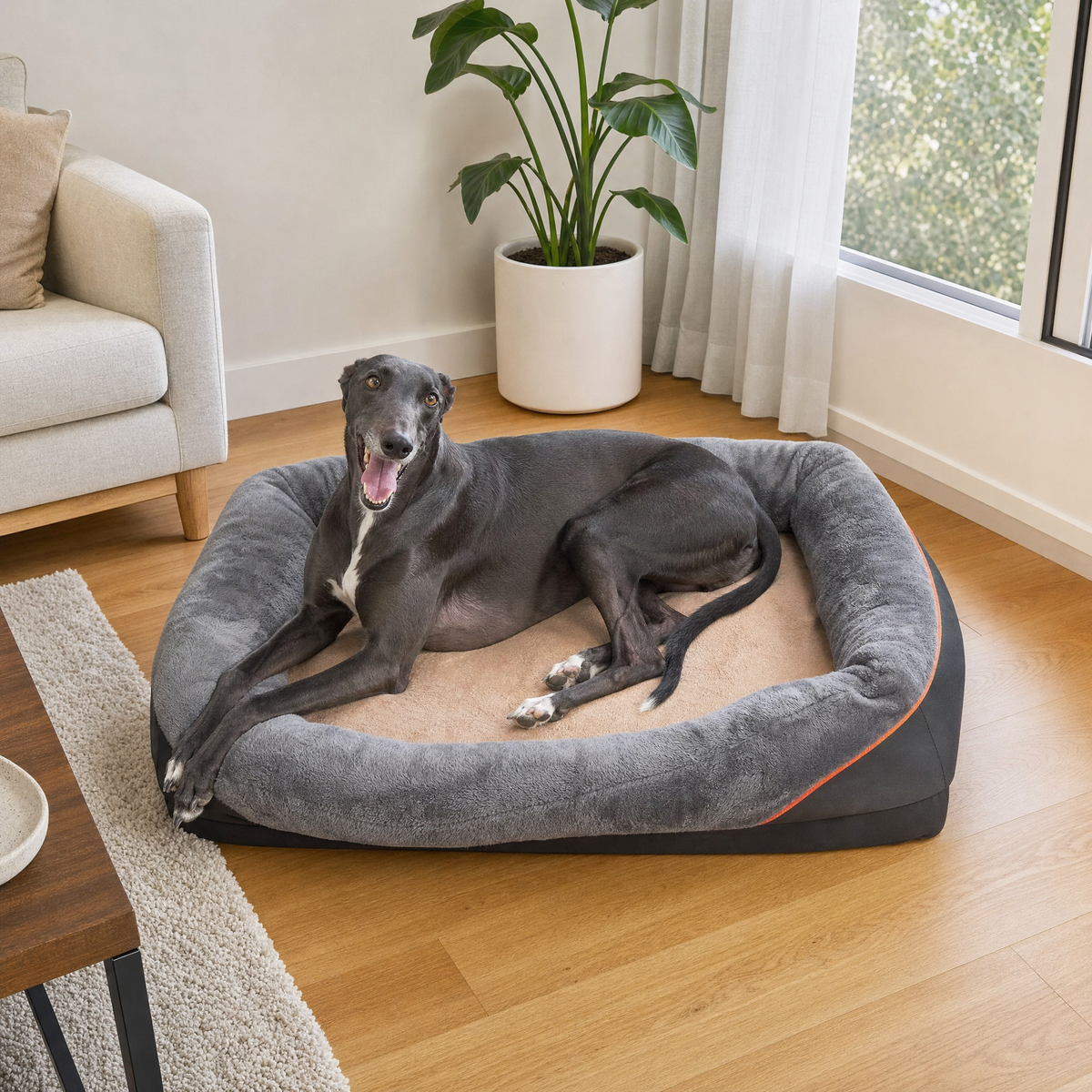 Bondi Jumbo Bolster Memory Foam Dog Bed — lifestyle