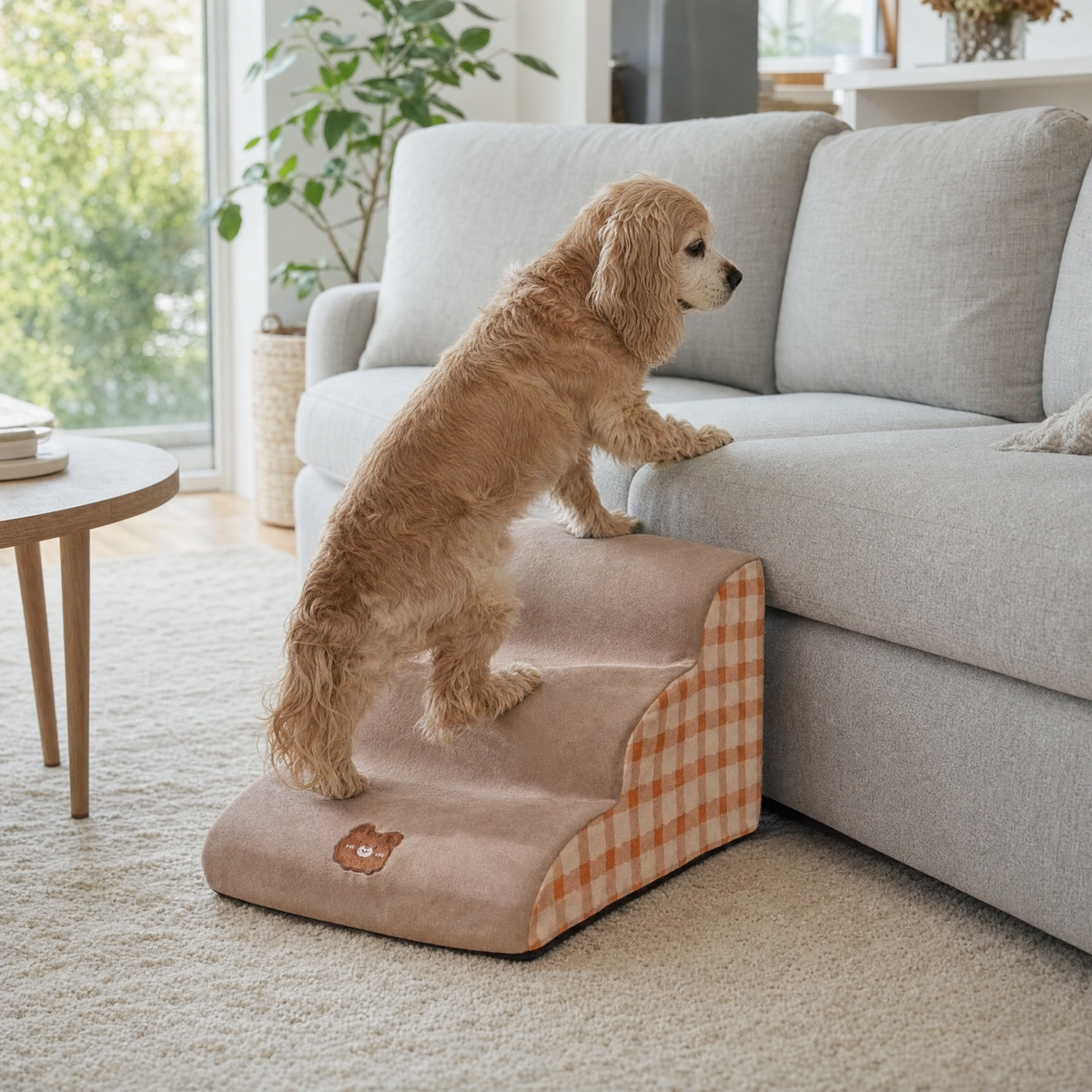 Gentle Slope Foam Dog Steps — lifestyle