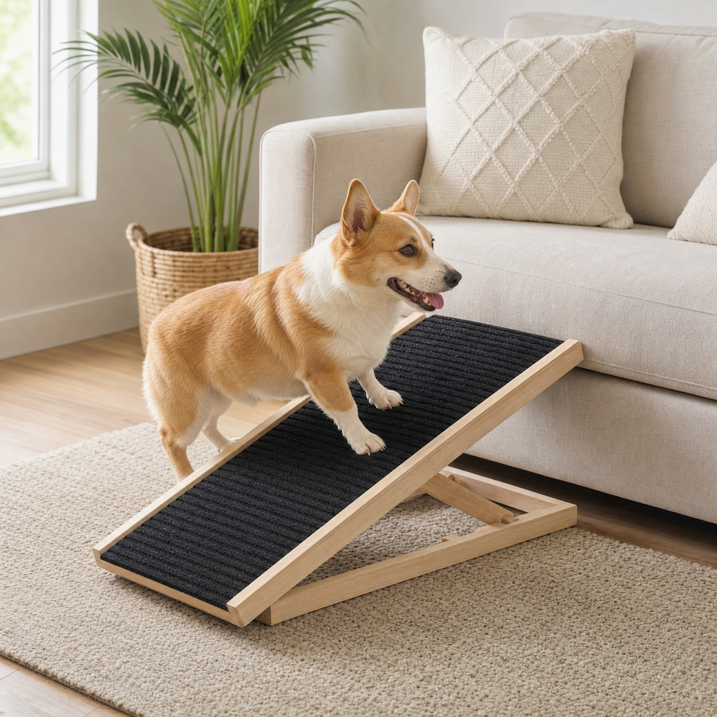 Hinge Adjustable Wooden Dog Ramp — lifestyle