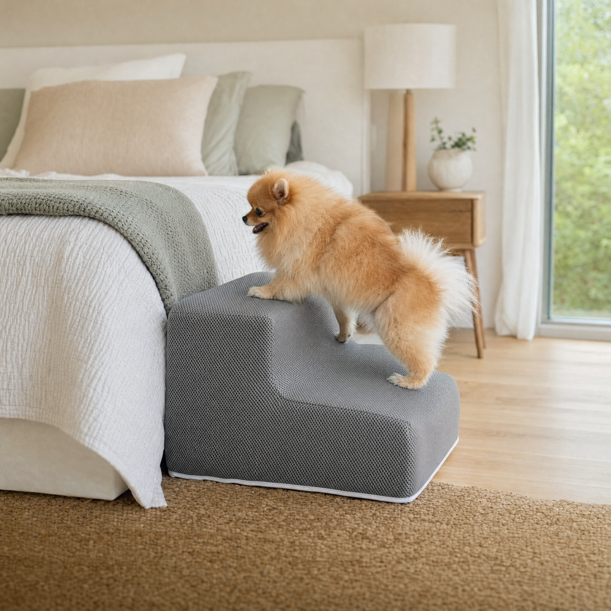 Tuck Folding Foam Dog Stairs — lifestyle