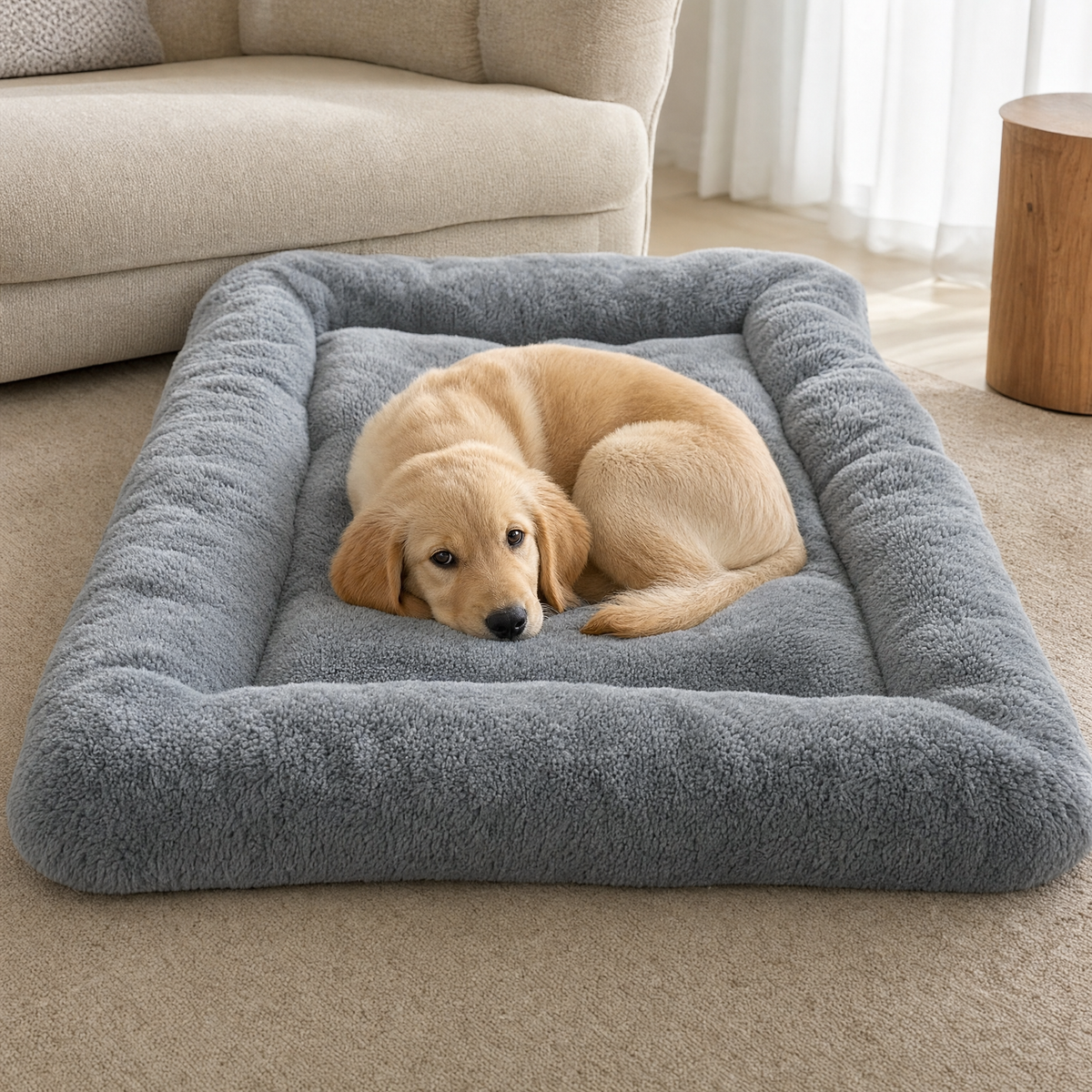 Meadow Oversized Plush Crate Pad — lifestyle