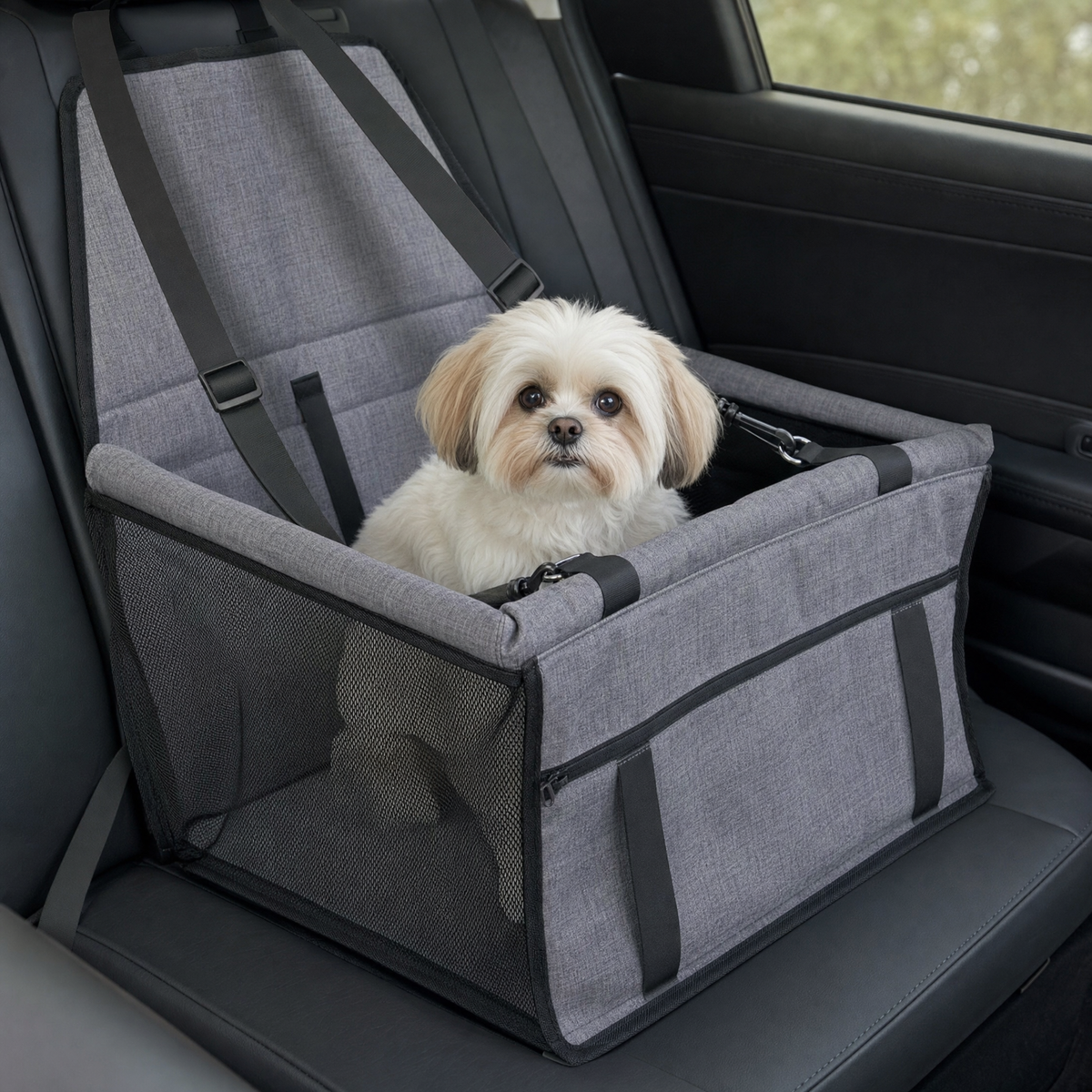 Roam Foldable Dog Car Seat Basket — lifestyle