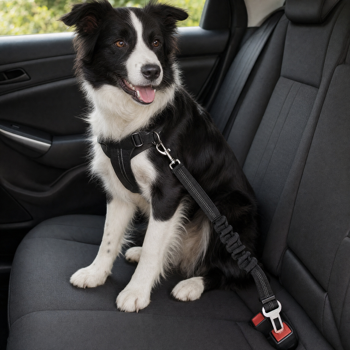 Secure Dog Car Seat Belt with Elastic Bungee — lifestyle